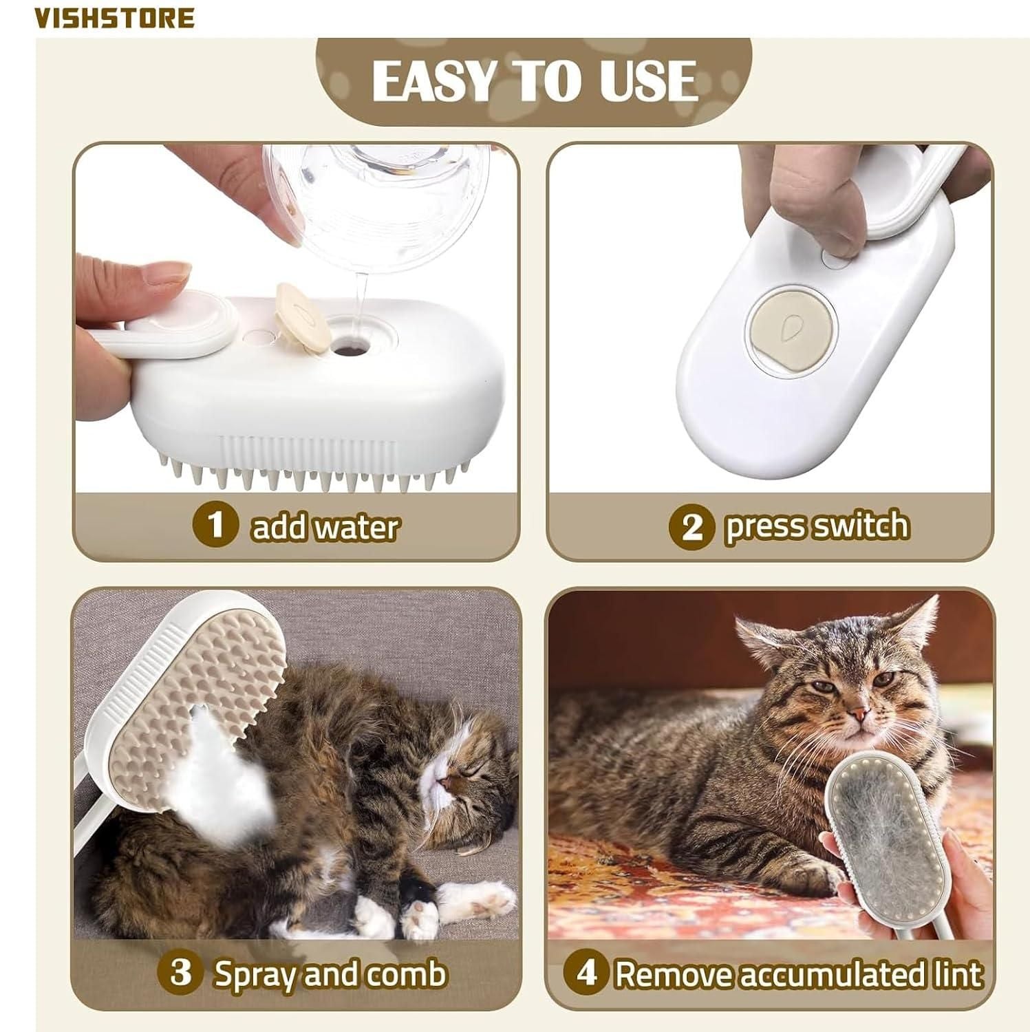 Steam Brush for Dog&Cat