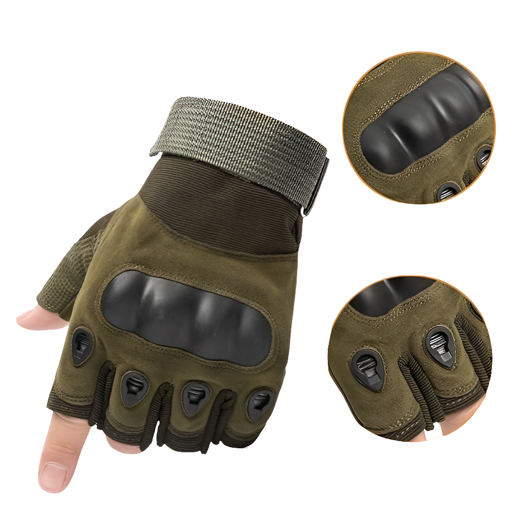 Non-Slip Half Finger Rubber Knuckle Motorcycle Gloves